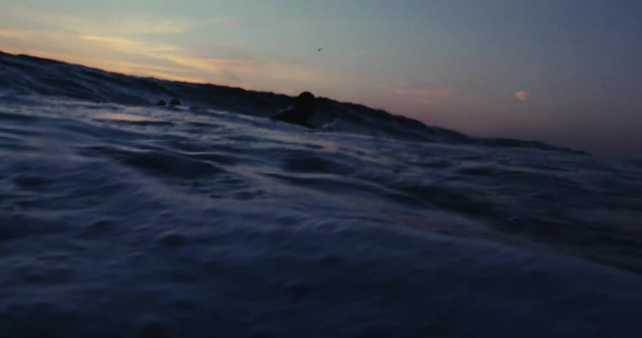 A person is surfing at sunrise