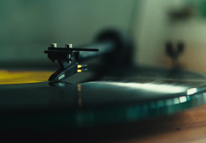 A record player playing a vinyl record