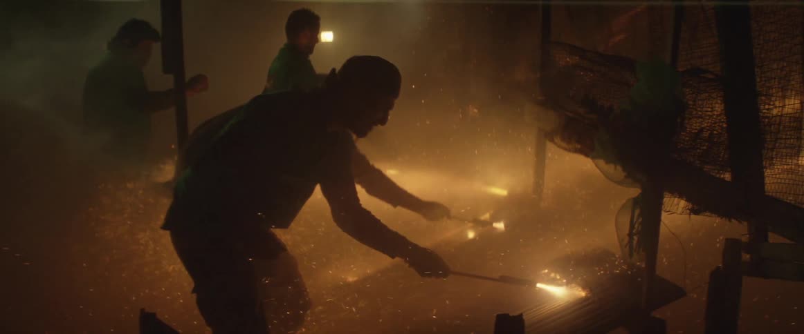 Sparks fly from lit fireworks