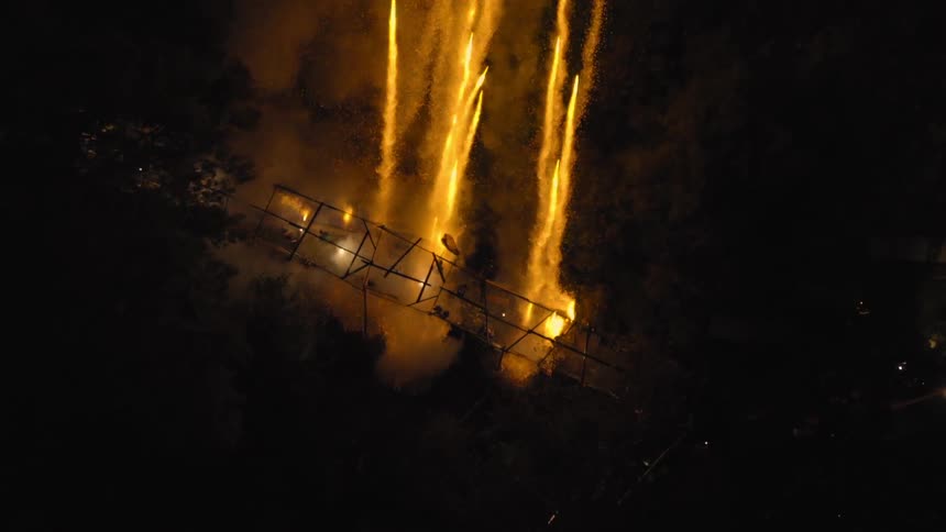 Fireworks launch at night