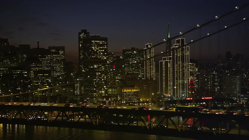 San francisco nightscape with the oakland bay bridge