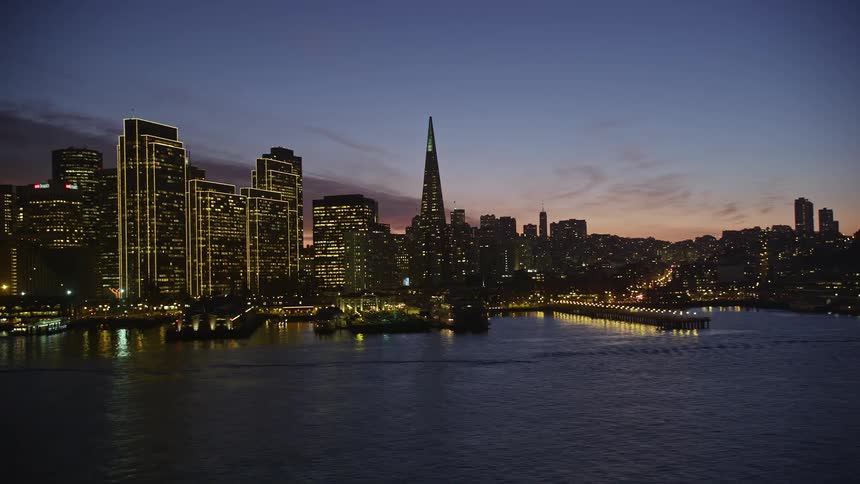 Aerial view of san francisco skyline at dusk