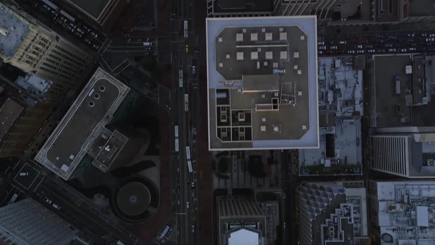 Top view of towers and buildings with intersections of a metropolis