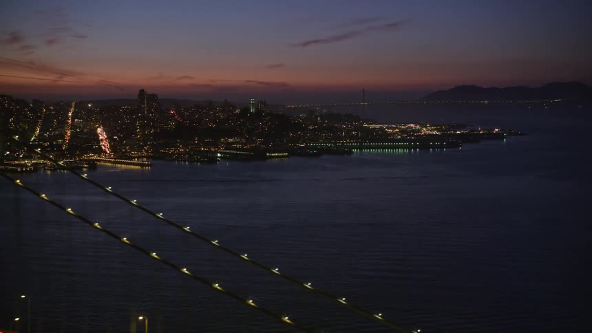 Aerial view of the golden gate in san francisco at sunset