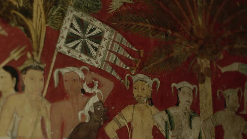 An old painting is on the surface