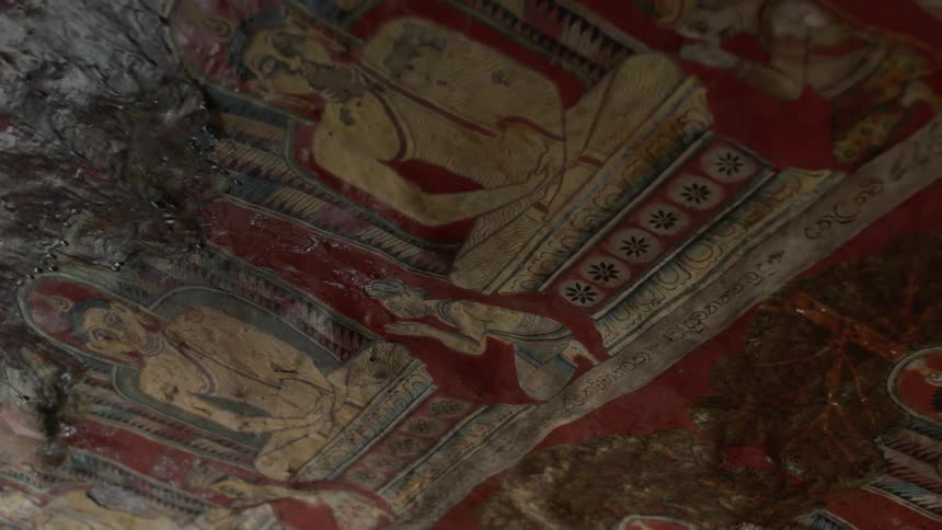 Extremely old paintings on the ceiling of a building