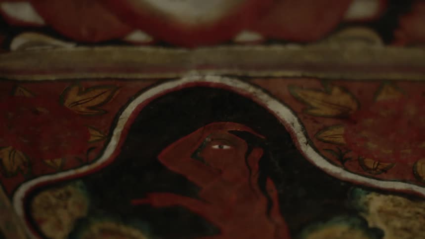 Closeup on artistic drawings on an interior wall