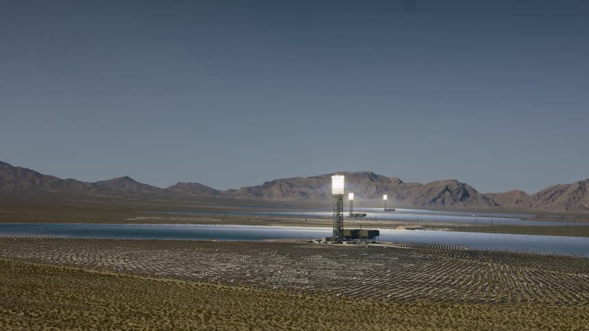 Aerial view of the ivanpah solar electric generating system power station