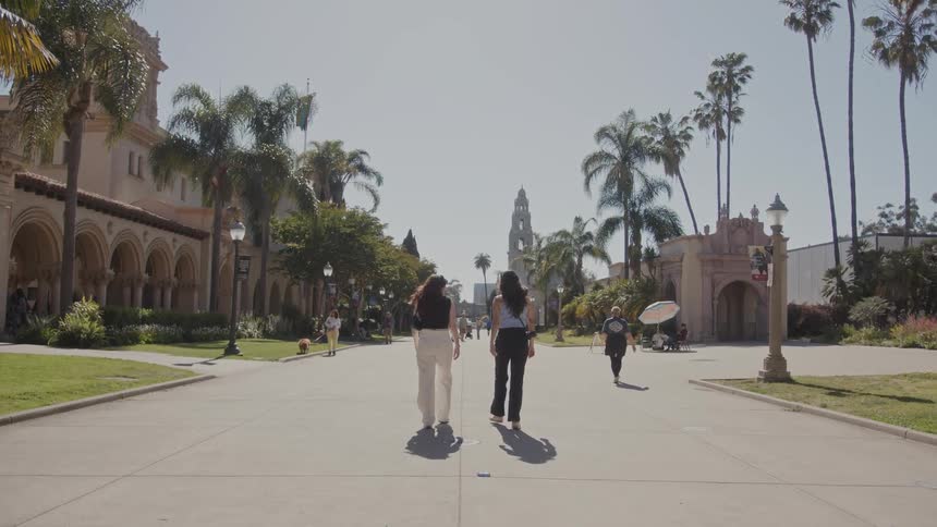 People walking in a historic center during the day