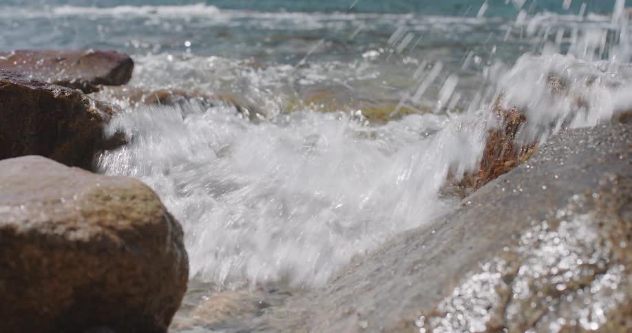Waves crashing on rocks