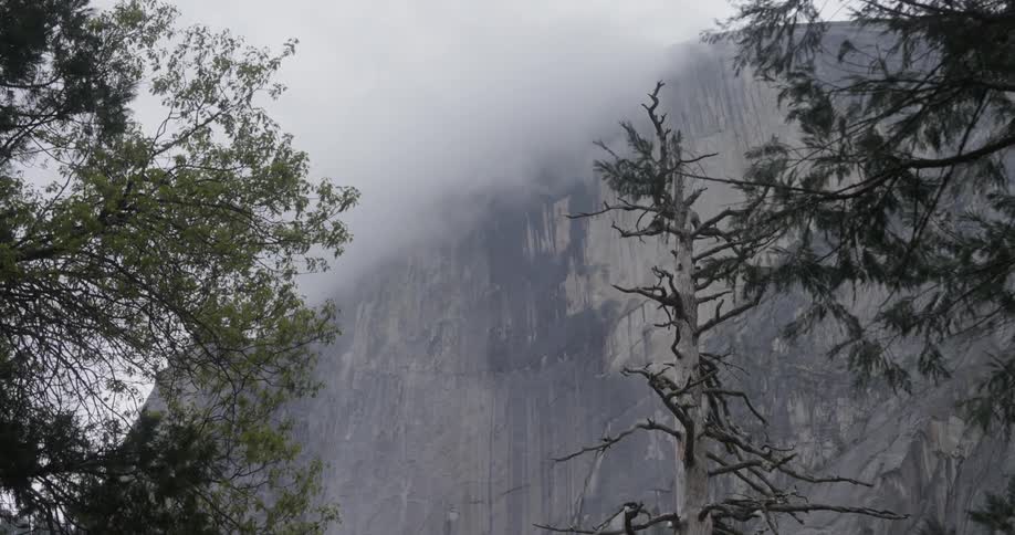 A footage of a misty mountain