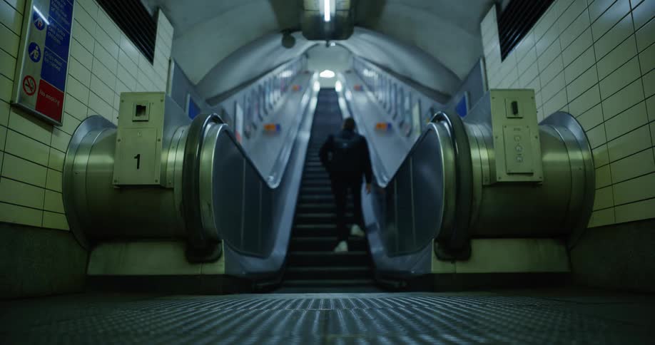 A clip of a stairs in a subway