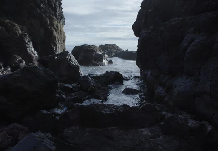 Natural landscape of rocky seaside coast in a morning