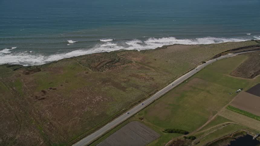An aerial clip of a coastal area