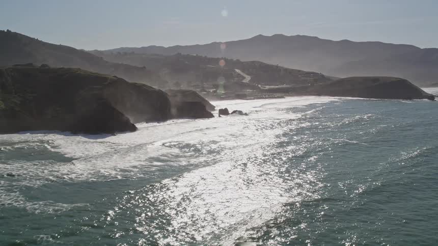 Aerial view of a mountainous coast