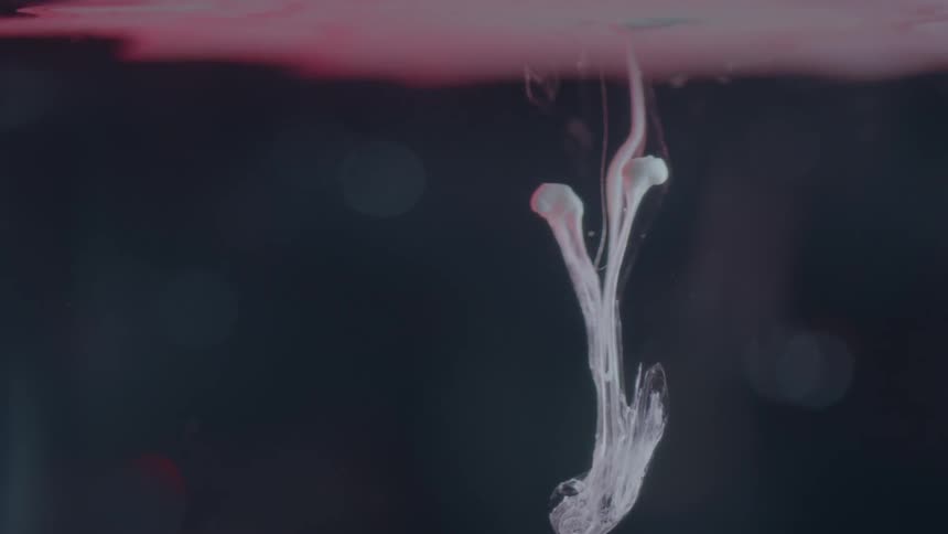 A white cloud moves in some liquid