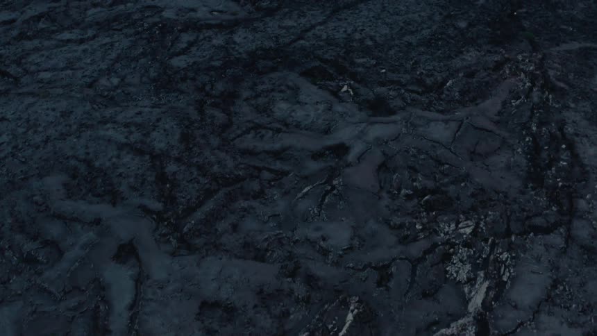 Aerial panorama of a volcanic soil with deformations