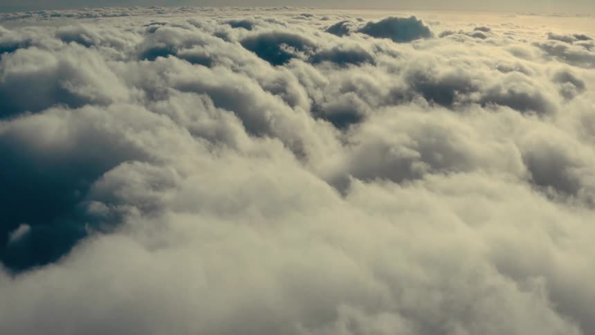 A thick layer of clouds floating in the sky