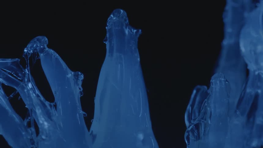 Strands of plastic melt and droop