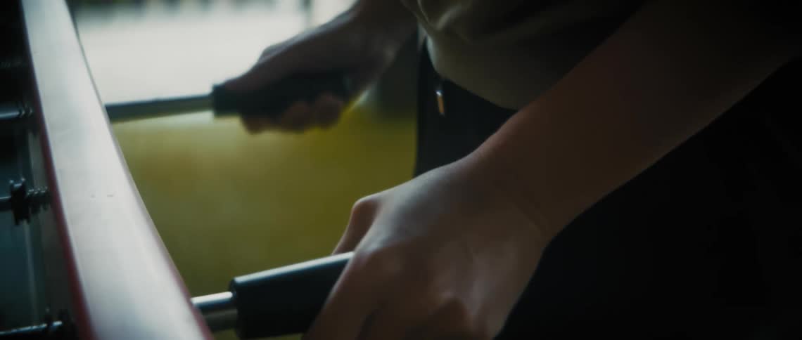 A person playing foosball