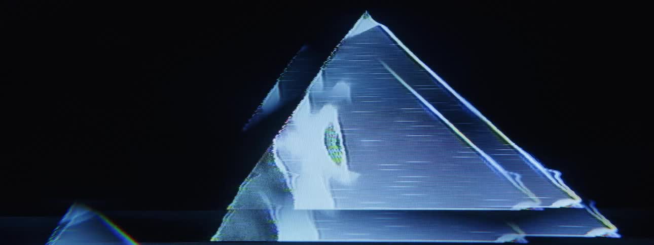 Triangular pattern in abstract projection against a black background