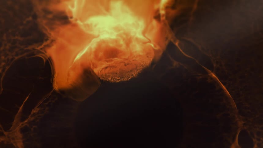 Dense abstract brown and reddish fluid expanding