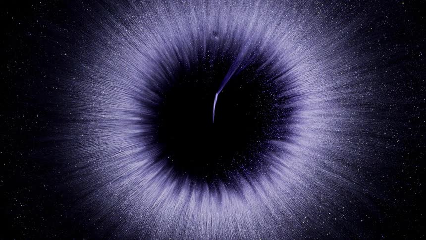 Rounded pattern and bright violet coloring expanding on a black background