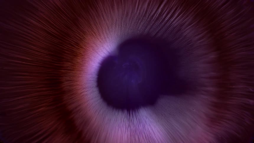 Colorful mixture expands from the center in bands of multiple colors