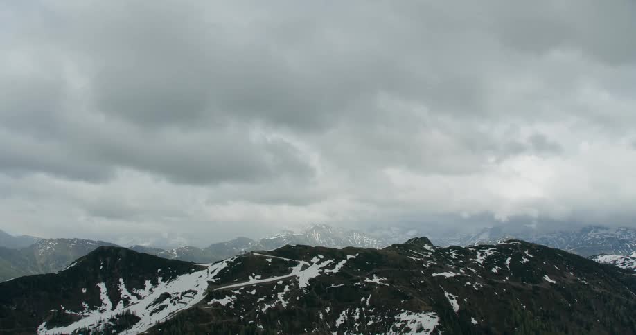 Heavy clouds are over the mountain range