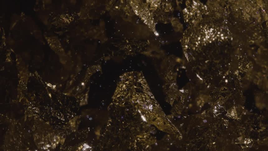 Liquid with abstract shiny leaves