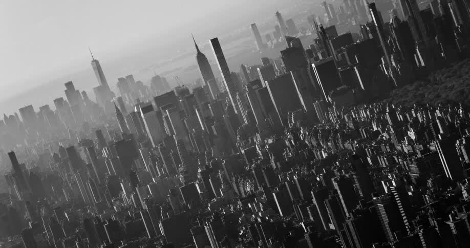 Manhattans skyline in black and white