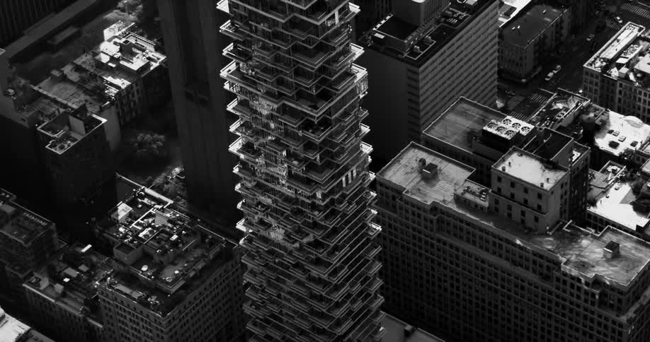 Skyscraper with a modern structure in the middle of a metropolis