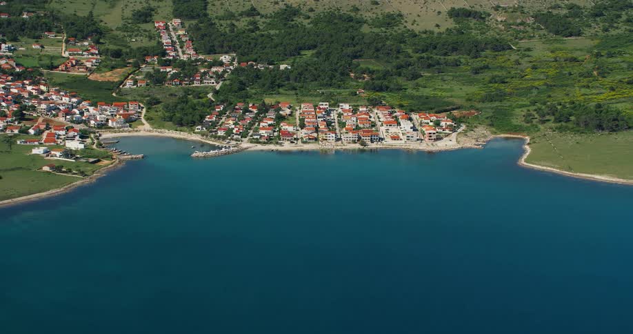 Aerial view seaside town