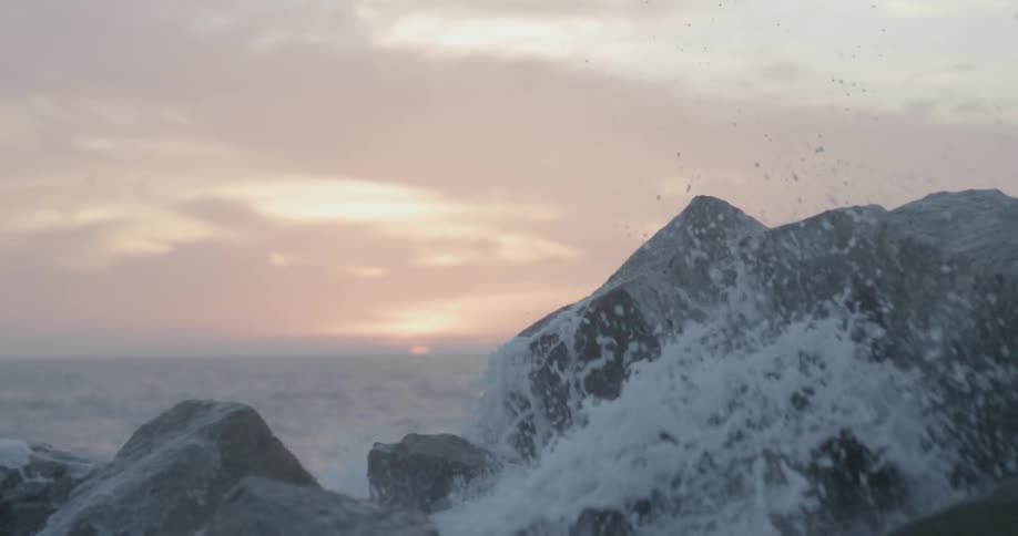 A wave as it crashes against the rocks