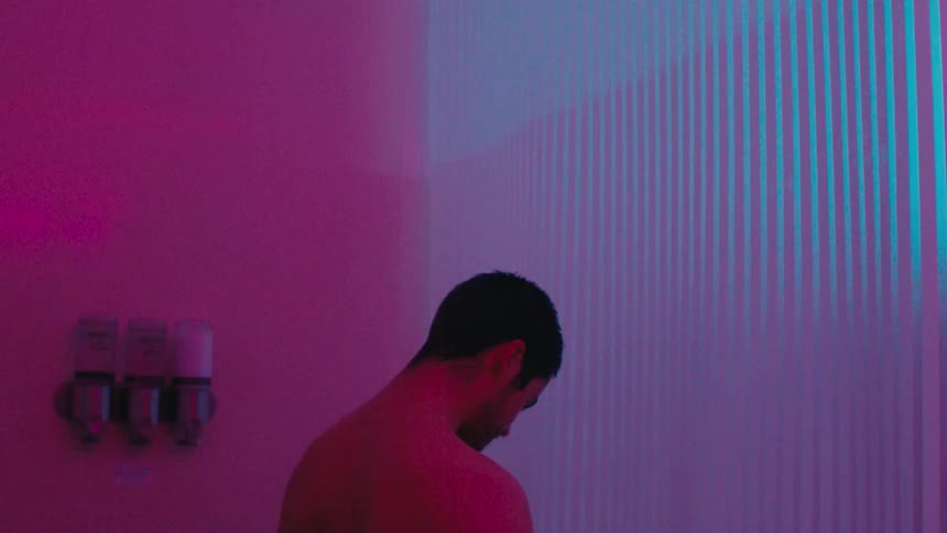 A man is showering at home