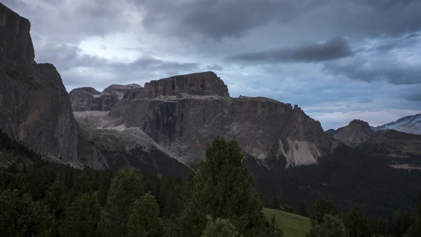 Cloudy day with mountain ranges and forest