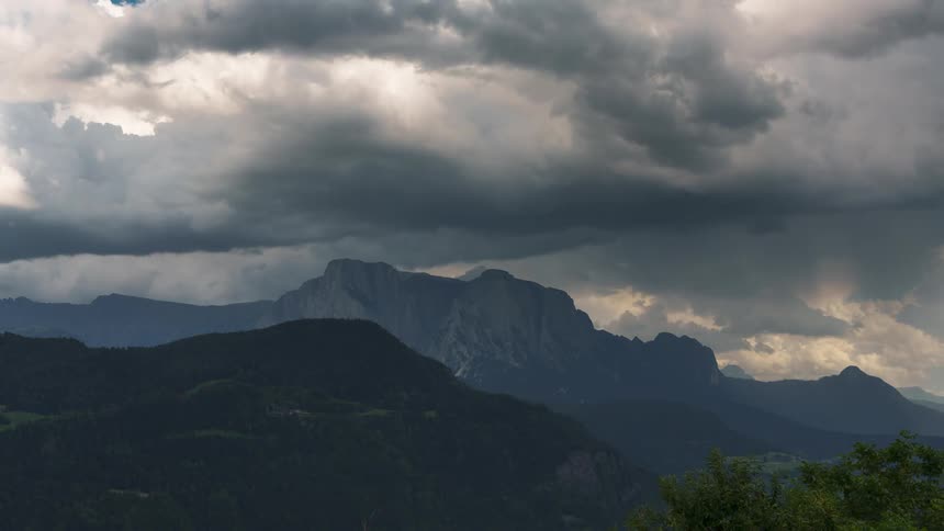 Green mountain range on a cloudy day