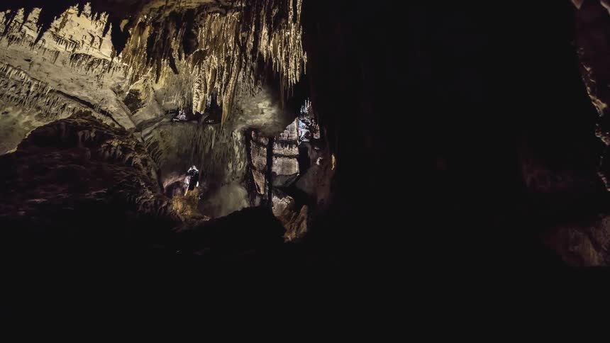 Interior of a cave with solar reflection
