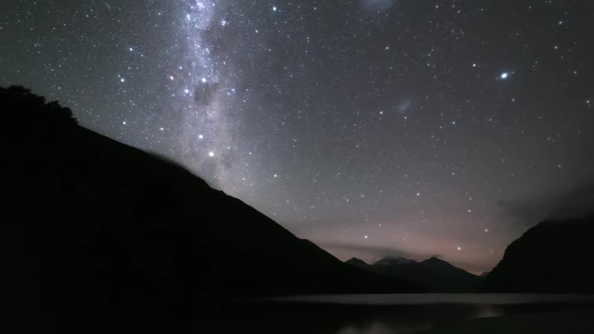 The milky way shines in the night sky