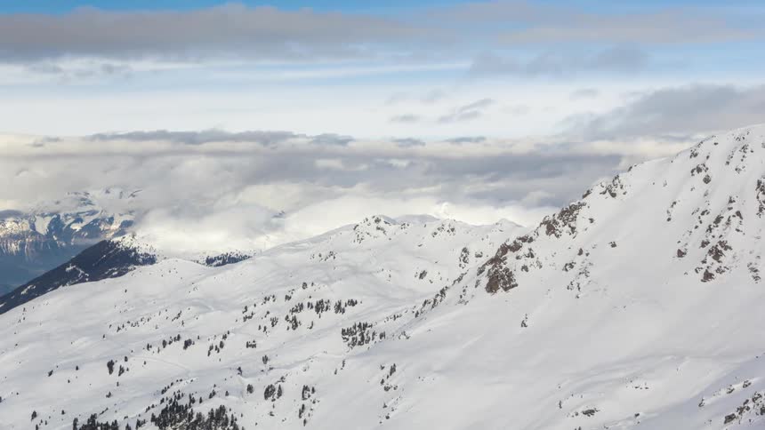 The mountains are covered with snow