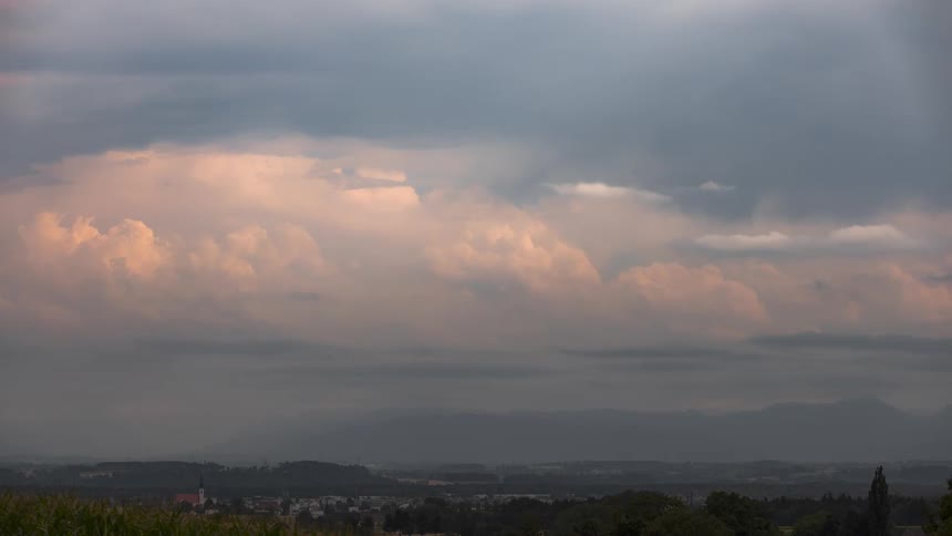 Heavy clouds fill the sky