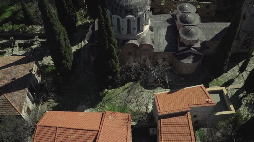 View of the roofs of houses on a sunny day