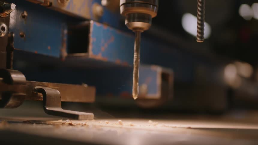The drill moves and makes holes