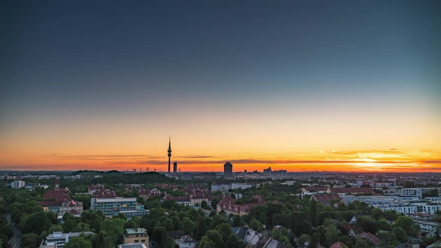 The sun sets on the town