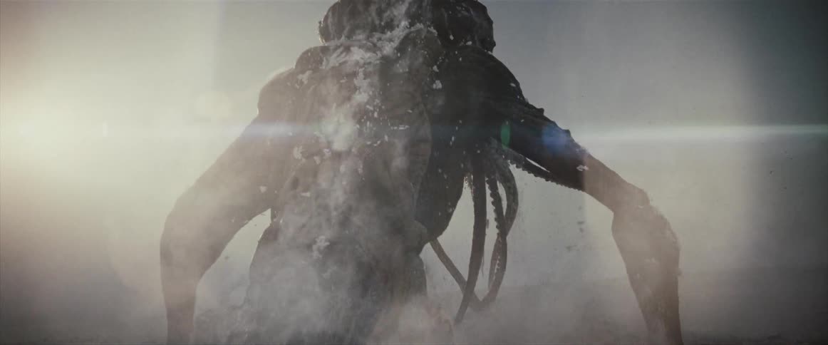 Huge monster emerging with tentacles