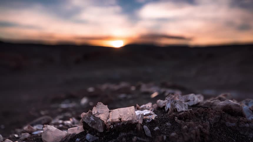 A pile of rubble is in the badlands