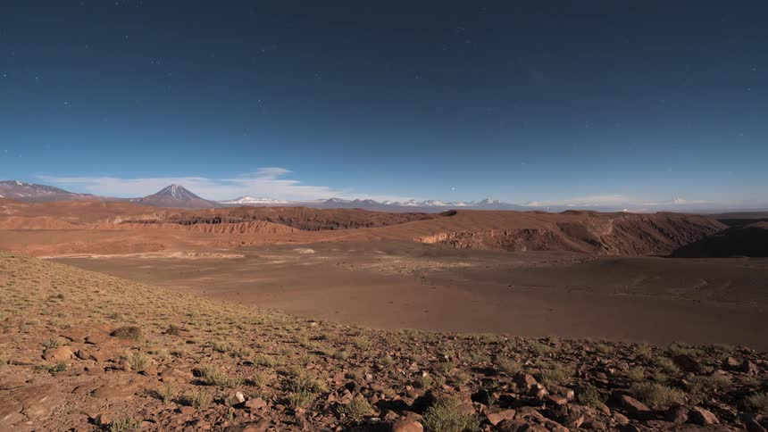 Time lapse of night and day passing on a desert landscape