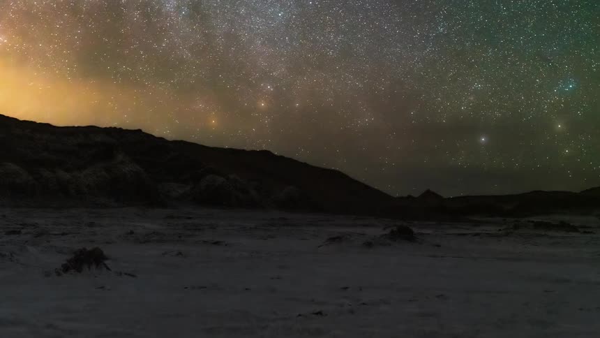 Stunning night landscape with the milky way visible as the day dawns in different tones