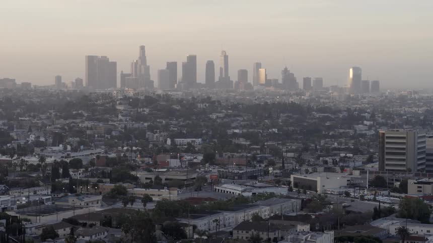 View of a large city with skyscrapers in the distance