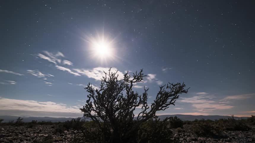 The sun sets and the stars come out